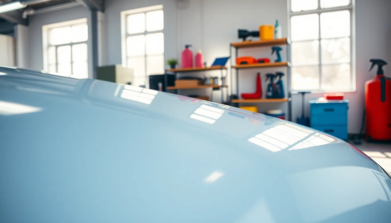 Experience expert car wax service near me in a bright and organized auto detailing bay.