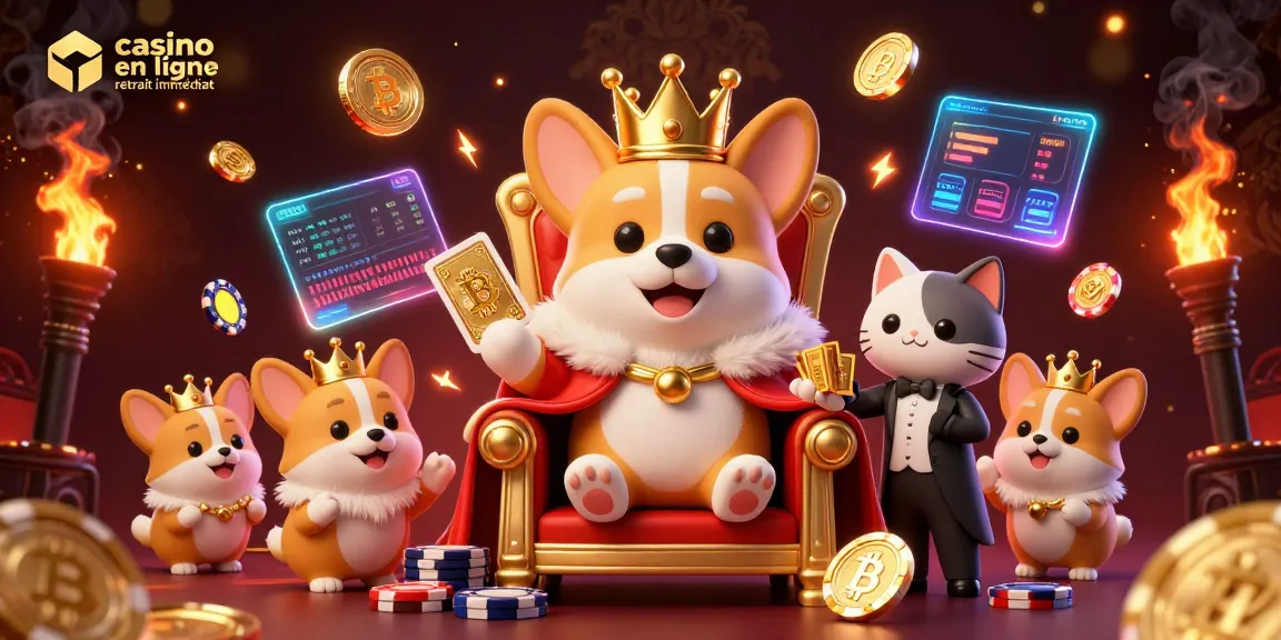 Jouez au casino en ligne retrait immédiat avec une illustration animée captivante des corgis royaux!