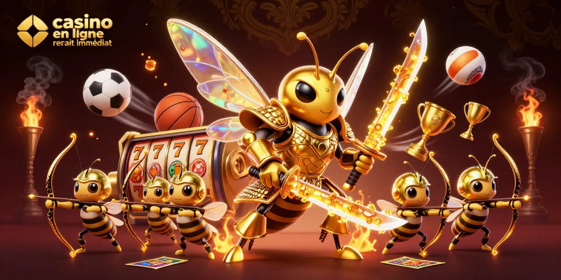 Visualisez le casino en ligne retrait immédiat avec un hornet samouraï et des archers abeilles dans une scène dynamique.