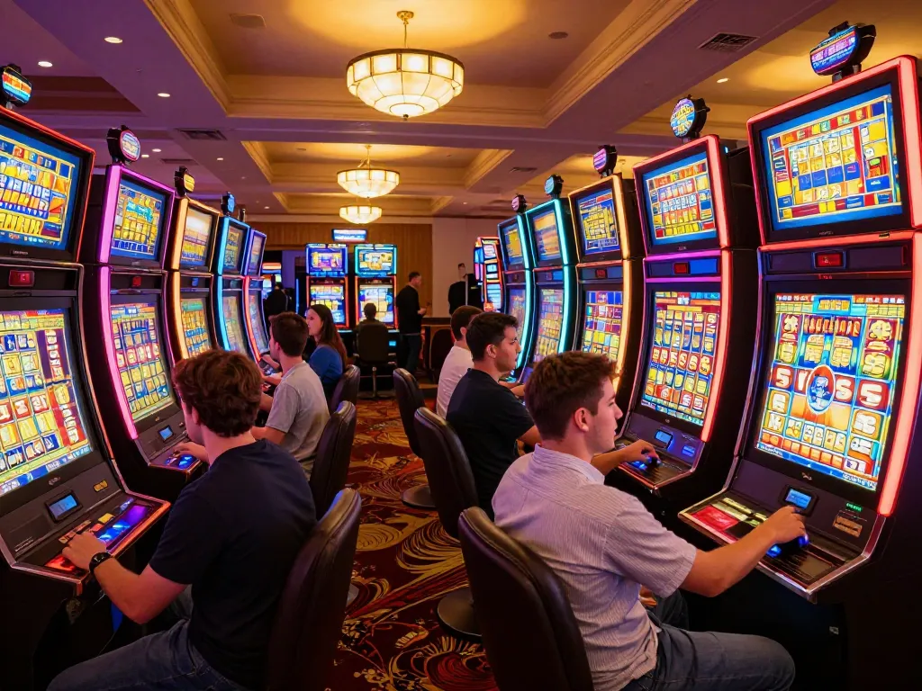 Engaging gameplay with slot 10k machines lighting up the casino floor as players spin for wins