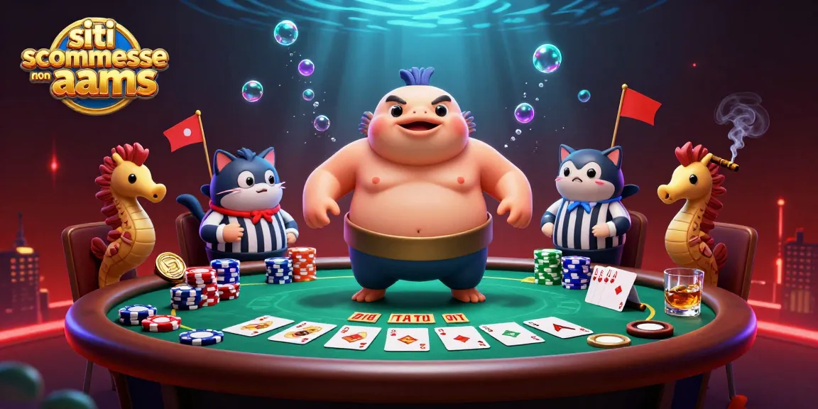 I migliori siti scommesse non aams mostrano il fugu sumo in un'acqua scintillante circondato da giochi di carte e fiches.