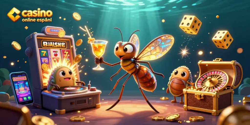 El casino online español revive con un mosquito como mascota y un DJ trilobite, rodeados de emoción y juegos.