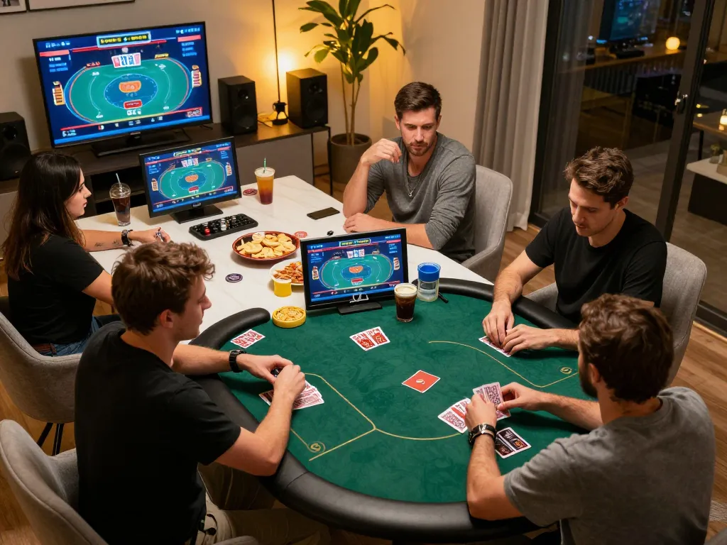Experience the hidden wiki status while engaging in intense online poker gameplay in a modern home setup.