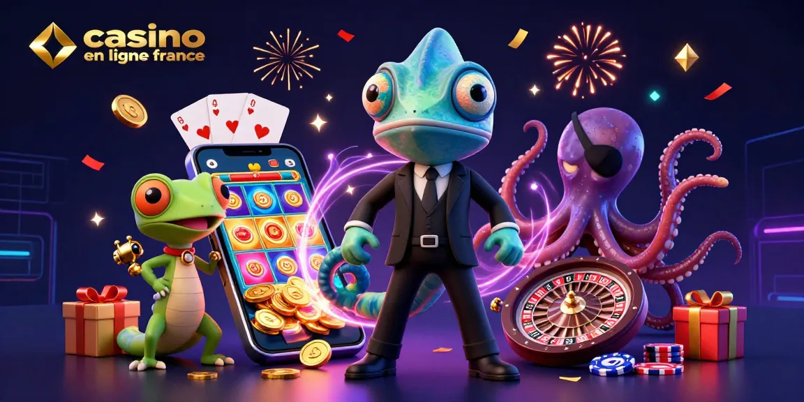 Une illustration captivante du casino en ligne France avec des personnages colorés et des éléments de jeu vibrants.