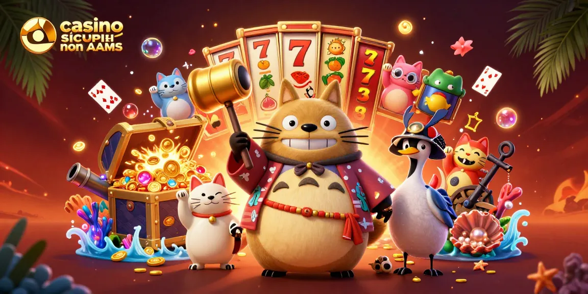 Gioca nei casino sicuri non AAMS con immagini vivaci di personaggi festivi e simboli di fortuna.