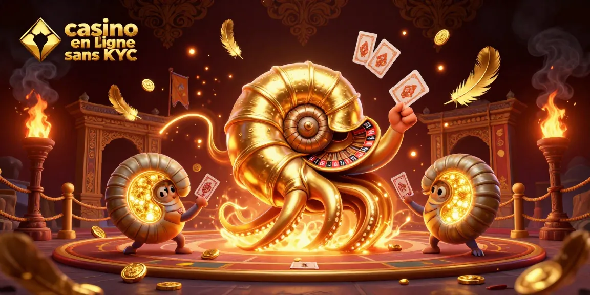 Jeux au casino en ligne sans KYC avec un nautilus géant dans une scène dynamique et riche.