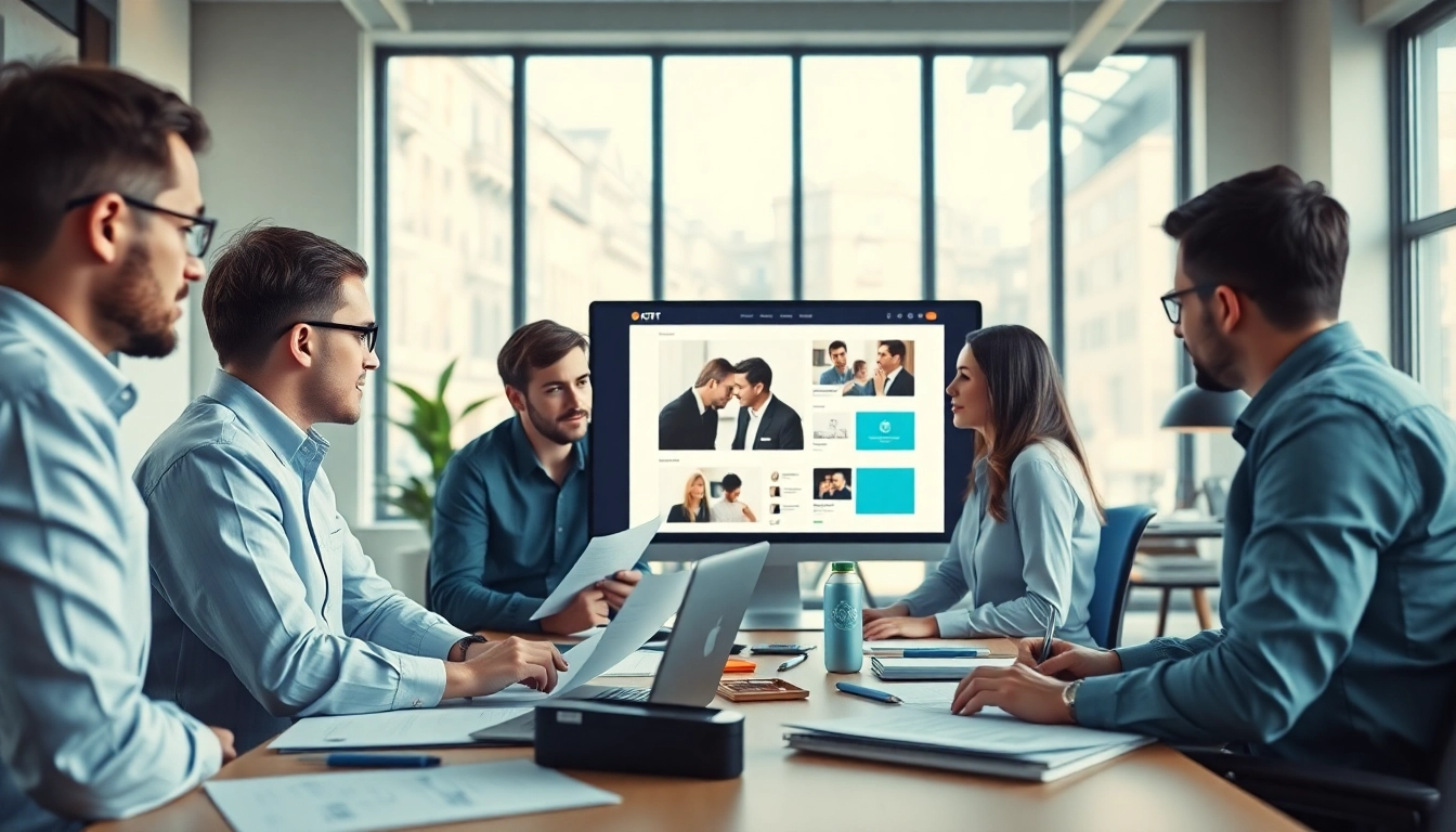 Webdesign Braunschweig: Kreativteam arbeitet an modernem Webdesign-Projekt in Büro.