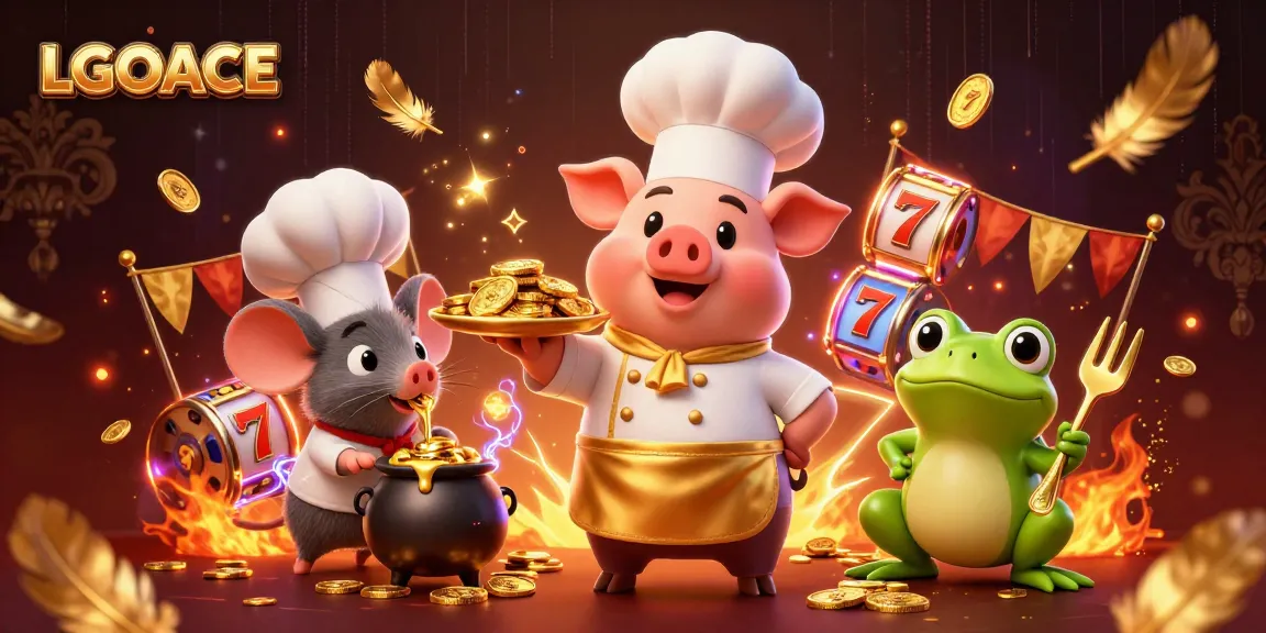 LGOACE delights gamers with golden rewards in this vibrant 3D casino scene.