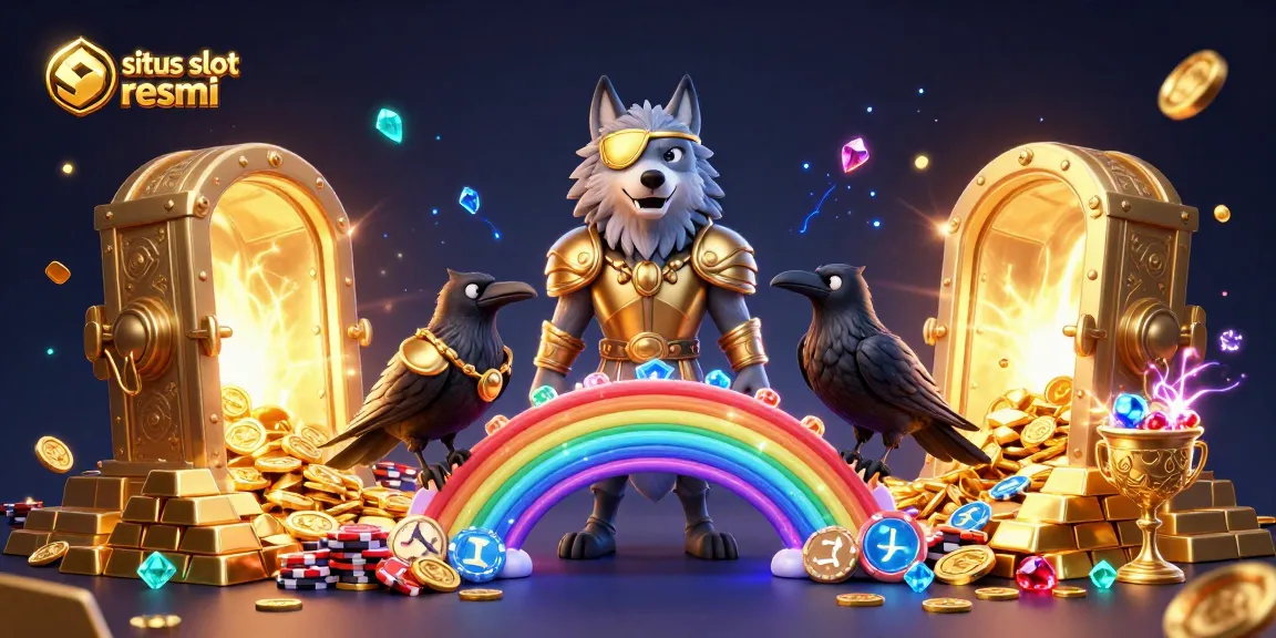 Experience the excitement of situs slot resmi with Odin and ravens amidst a vibrant casino backdrop.