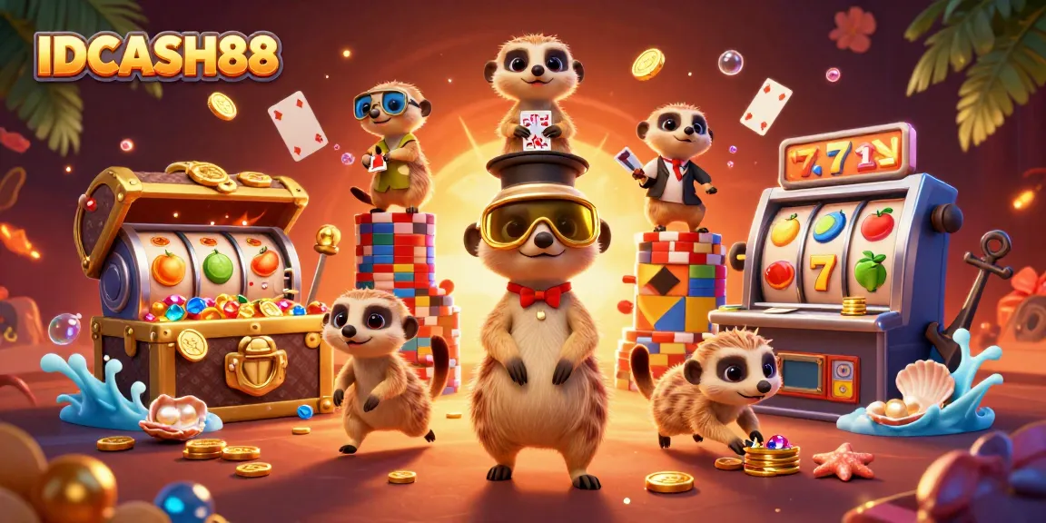 Experience the thrilling world of IDCASH88 in a vibrant, interactive casino scene.