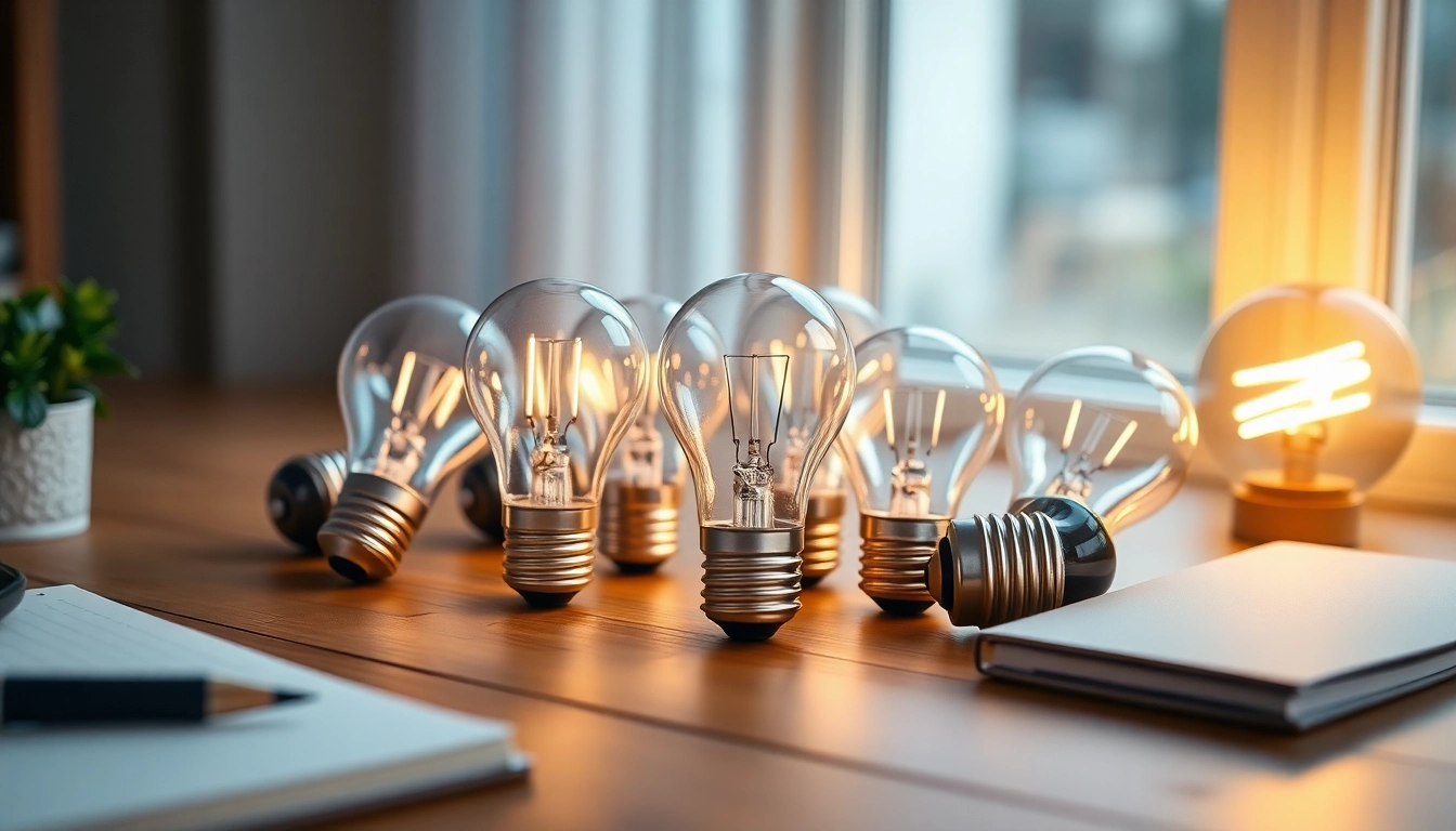 Led lampen stralen helder licht uit op een houten achtergrond.