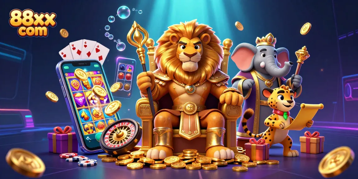 Win big at 88xx com with an enchanting casino adventure illustrated with vibrant characters and exciting elements!