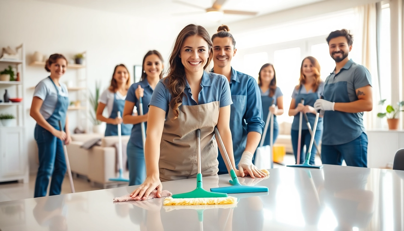 Engaging scene of cleaners showcasing quality cleaning services near me in a modern home.