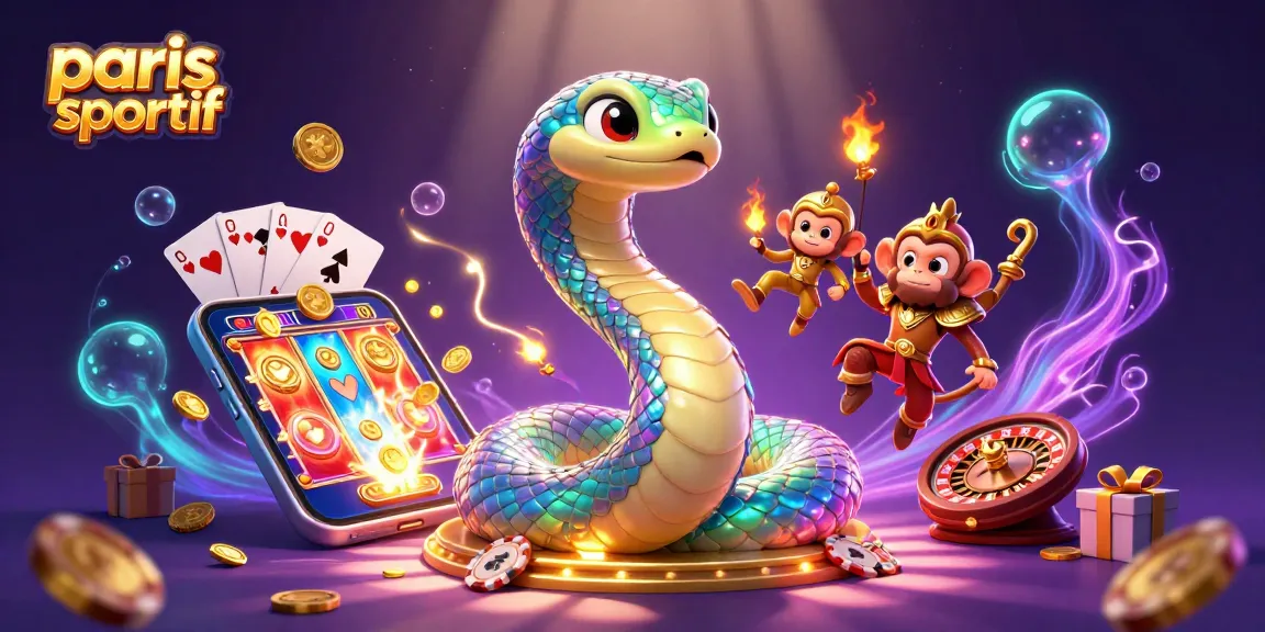 Pariez sur paris sportif avec un serpent magique et un roi singe dans une scène dynamique de casino.