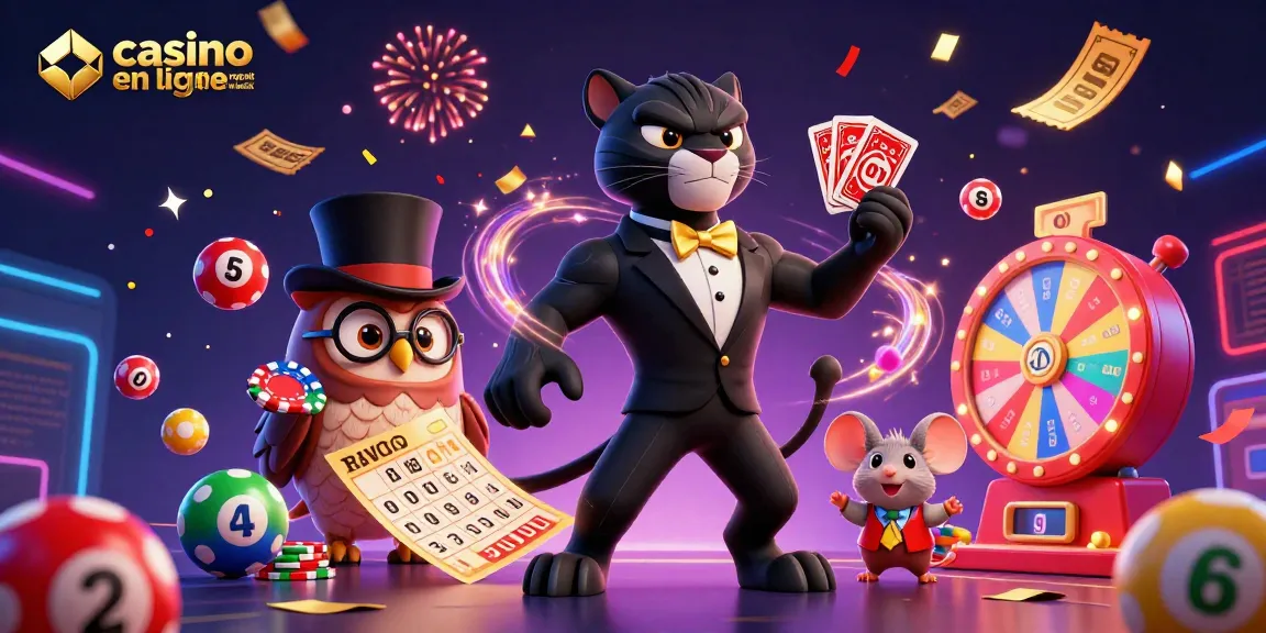 Célébrez le plaisir du casino en ligne retrait immédiat avec des personnages de jeux sous une pluie de confettis.