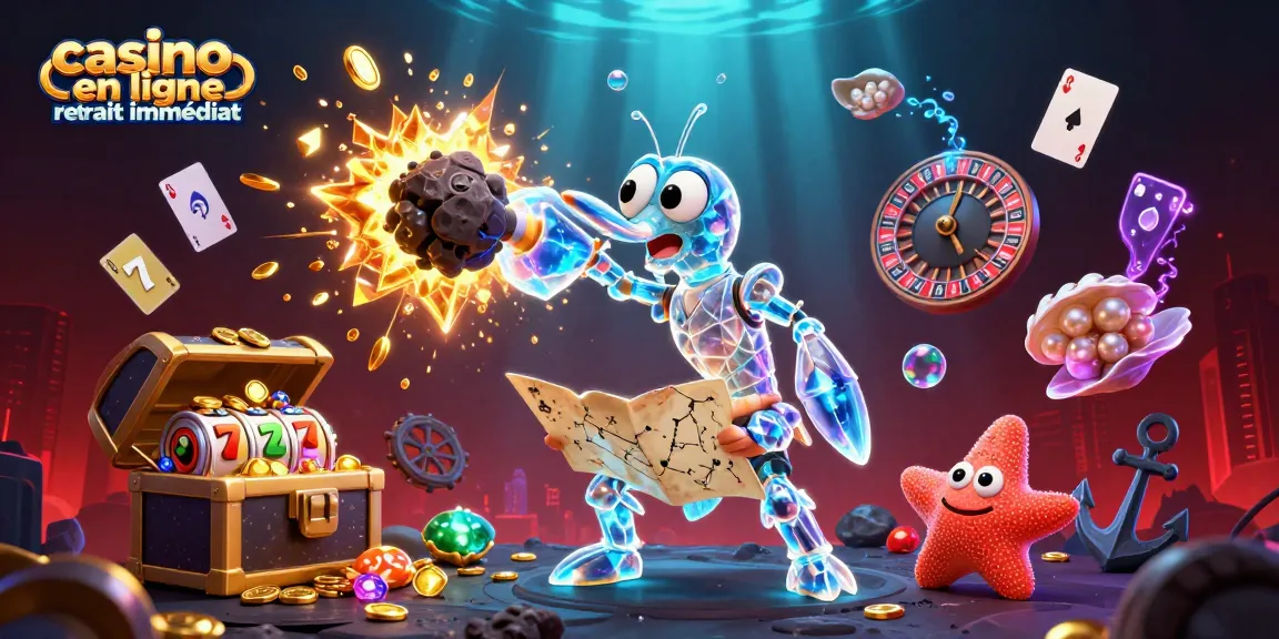 Casino en ligne retrait immédiat : Une illustration dynamique avec samouraï galactique et trésors sous-marins.