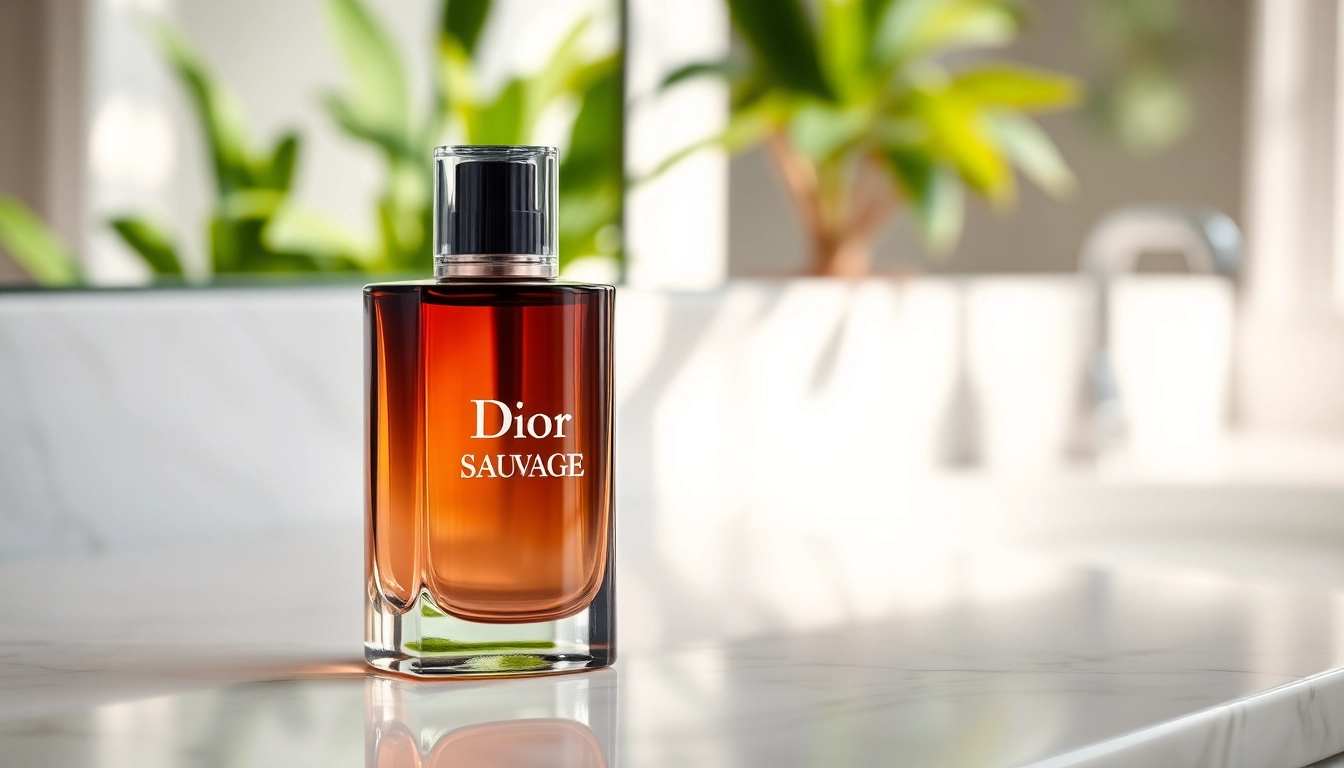 Experience the elegance of Dior Sauvage with a close-up of its luxurious bottle and natural surroundings.