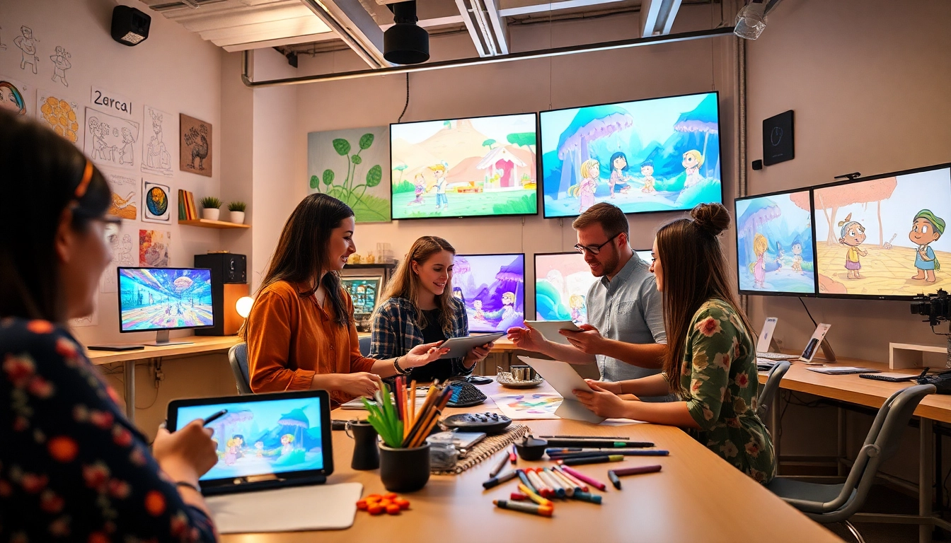 Animationsagentur showcased in a dynamic team collaboration environment.