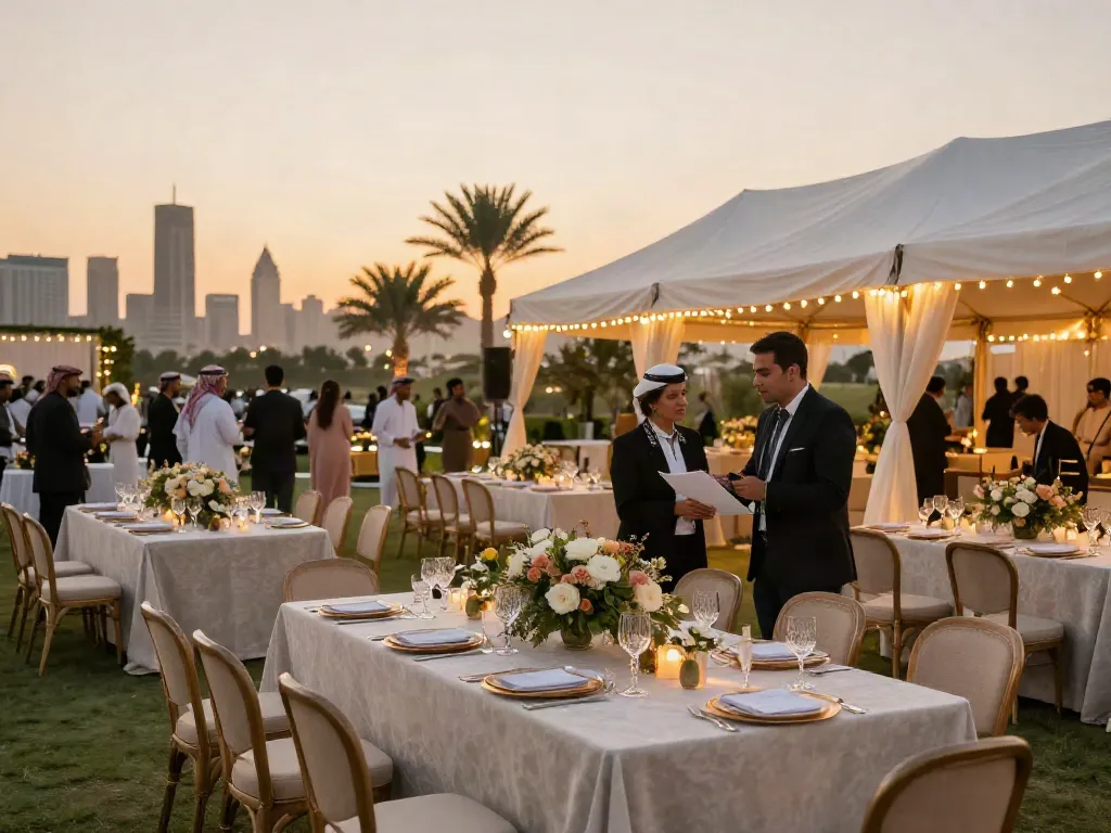 Event rentals showcased at a premium outdoor setting in Saudi Arabia.