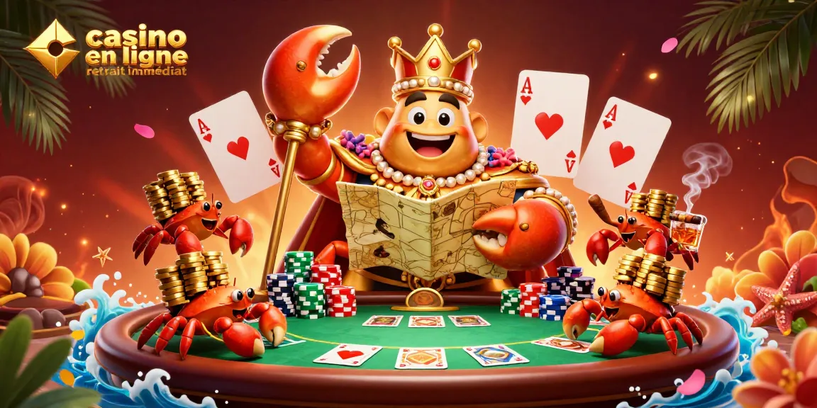 Atteignez de nouveaux sommets avec cette illustration de casino en ligne retrait immédiat, mettant en scène un crabe empereur doré.