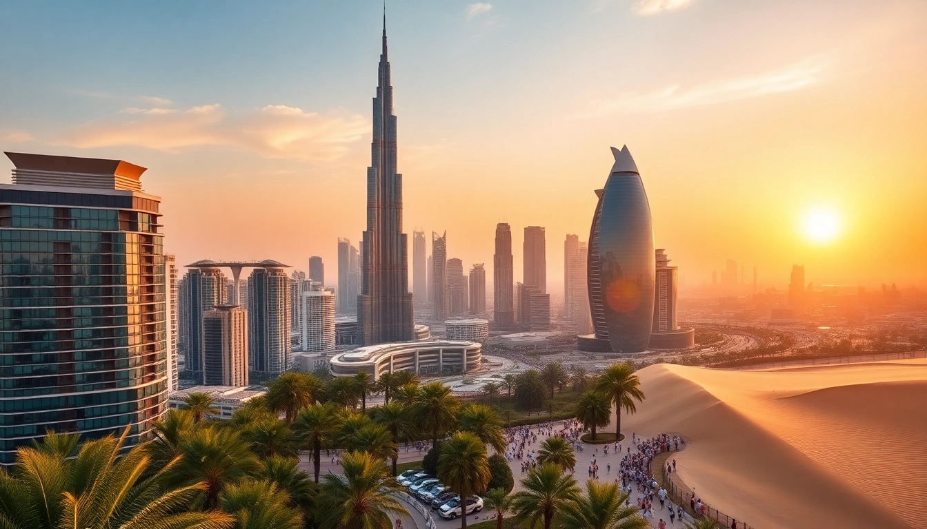 Ultimate Dubai Guide showcasing the stunning skyline and vibrant atmosphere of Dubai city.