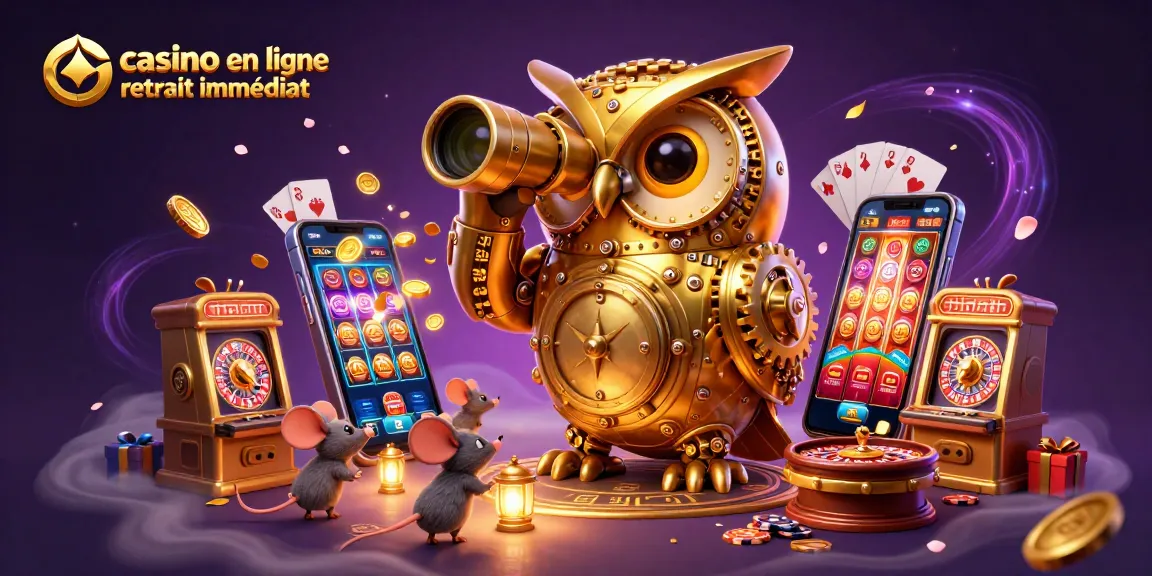 Plongez dans l'univers du casino en ligne retrait immédiat avec une illustration 3D captivante.