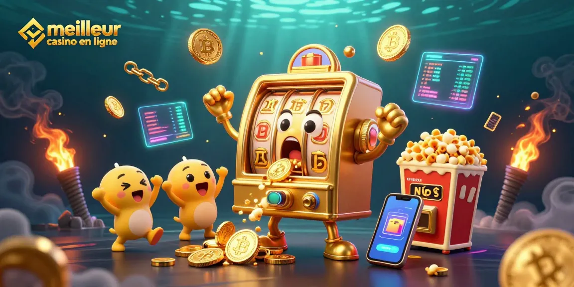 Jouez au meilleur casino en ligne avec des machines à sous dorées et des pièces brillantes.