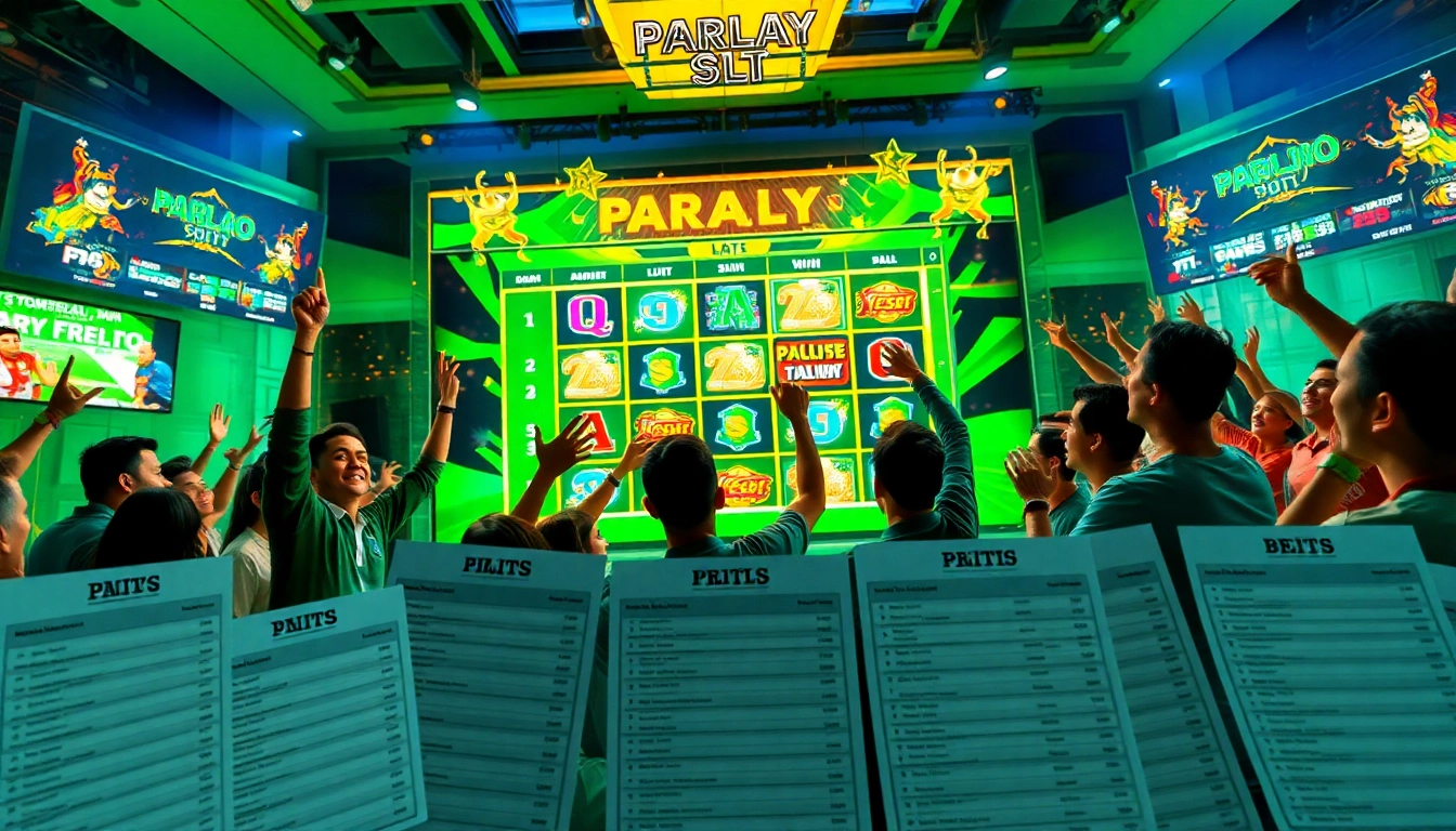 Menyajikan bandar bola parlay slot dalam suasana taruhan olahraga yang dinamis dan meriah.