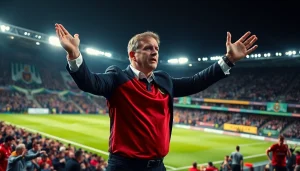 Chris Wilder coaching from the sidelines during a match at https://diknews.co.uk/chris-wilder/ showcasing intense strategy.