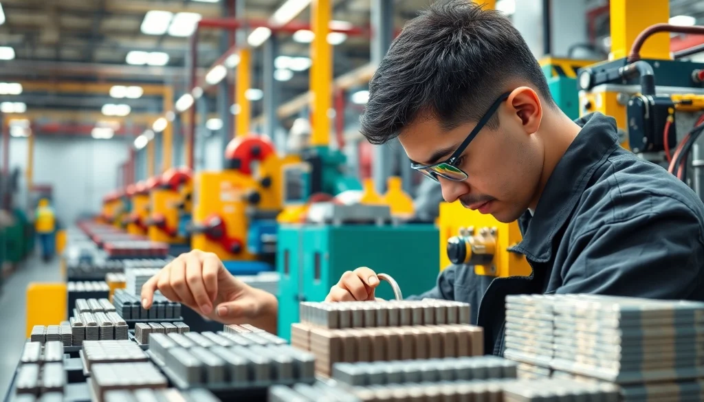 View of a ferrite magnets manufacturer in china, showcasing precision assembly in an industrial factory.