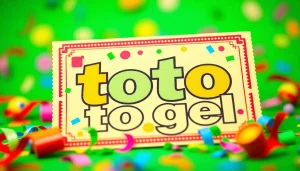 Memenangkan toto togel dengan tiket lotere yang berwarna cerah dan confetti.