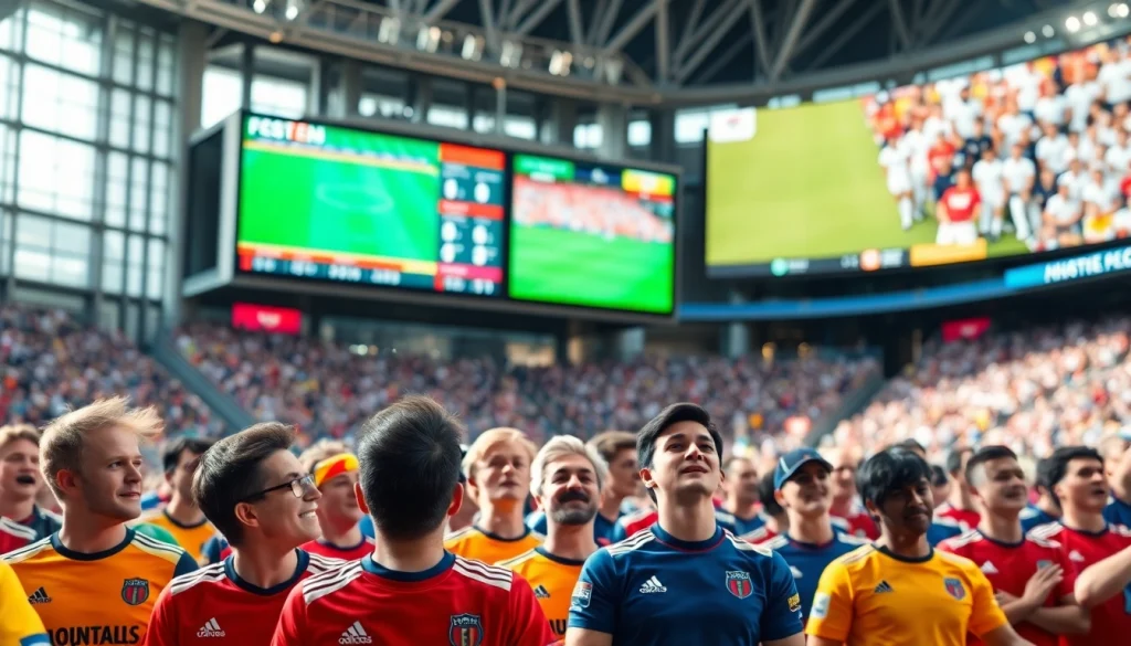 스포츠중계에 열광하는 팬들과 생동감 넘치는 경기장 모습