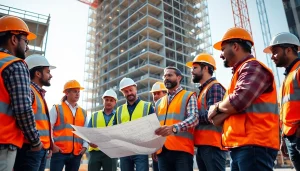 Manhattan Commercial General Contractor supervising skilled workers on a construction site in New York.