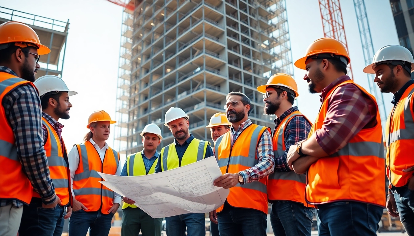 Manhattan Commercial General Contractor supervising skilled workers on a construction site in New York.