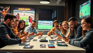 Engaged users enjoying best sports betting apps India in a vibrant, modern setting.