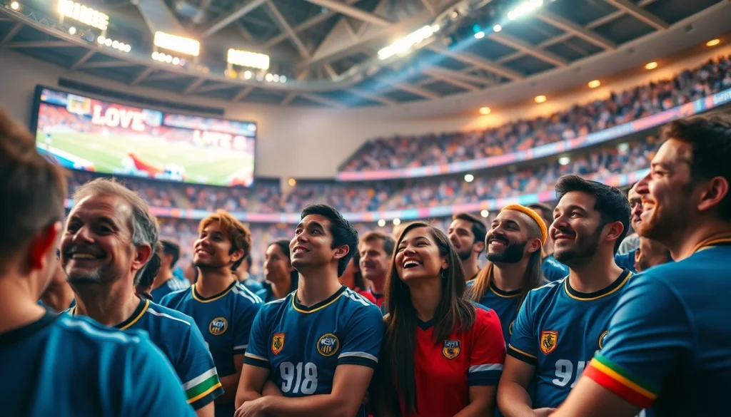 스포츠중계 중계하는 생생한 팬들의 모습과 화려한 스타디움 풍경