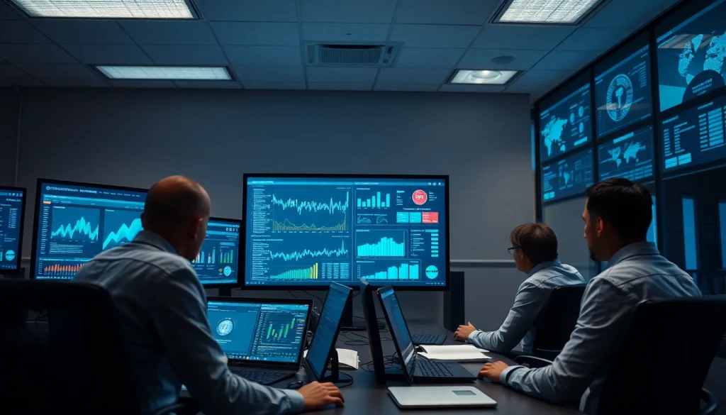 Cybersecurity Services Tampa at a modern operation center with experts monitoring data.