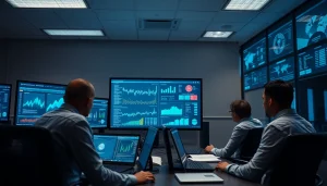 Cybersecurity Services Tampa at a modern operation center with experts monitoring data.