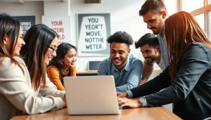 Enhance your wordpress development outsourcing with a diverse team collaborating on modern technologies.