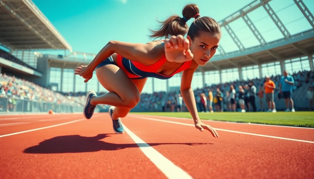 RR88 athlete sprinting on track, showcasing determination and speed during training.