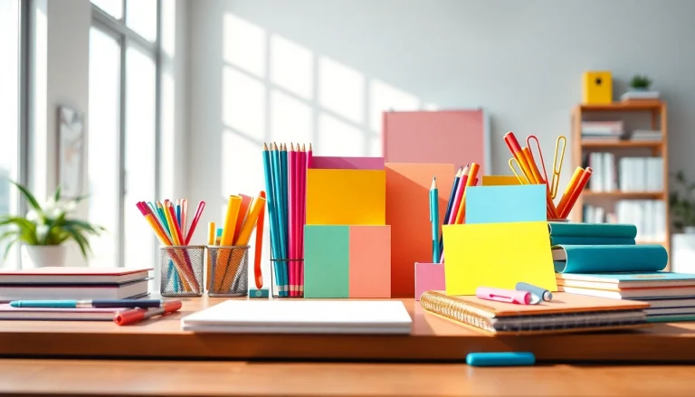Shop quality stationery suppliers uk with an elegant display of colorful office supplies.