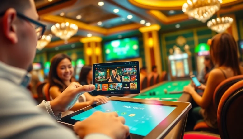 Menampilkan bandar togel online dengan antusiasme pemain di lingkungan kasino yang elegan.