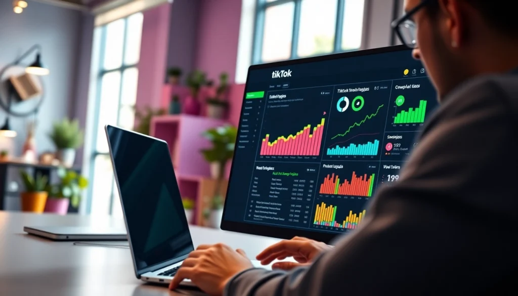 Engaging workflow with a TikTok SMM panel on display, showcasing analytics.