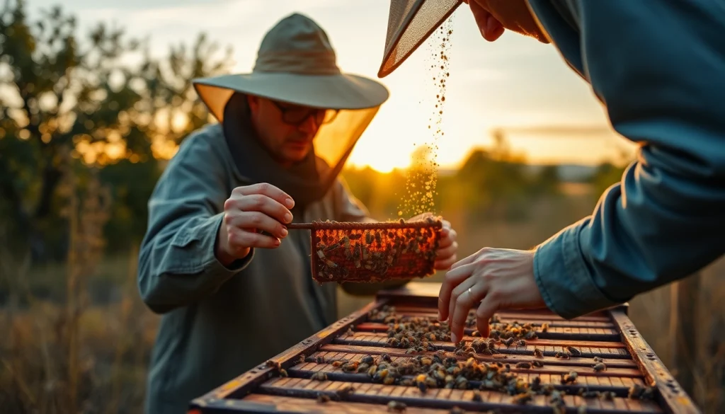 Herrajes para colmenas de calidad exhibidos en un entorno apícola profesional.