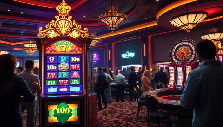 Players enjoying a slot bet 100 experience at a vibrant casino.