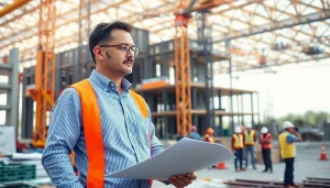 New Jersey Construction Manager supervising a dynamic construction site with workers engaged in various tasks.