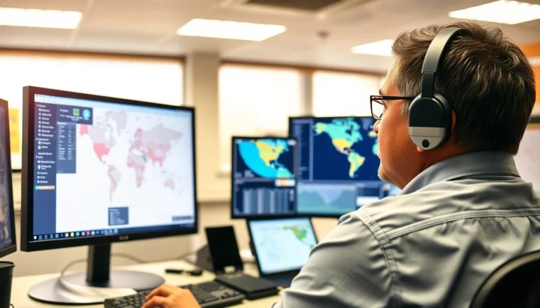 Trucking Dispatch Company coordinating logistics with modern technology and real-time updates.