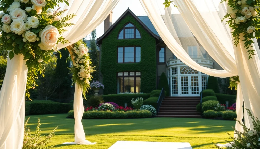 Experience stunning Clarksburg Wedding Venues with lush gardens and decorated ceremony spaces.