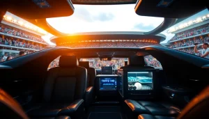 World Cup Group Transportation in a luxurious limousine, showcasing plush interiors and a vibrant atmosphere for fans.