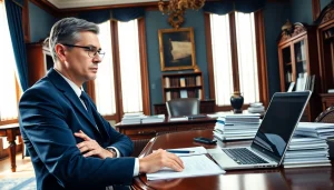 Traducteur italien certifié travaillant avec diligence dans un cadre de bureau professionnel.